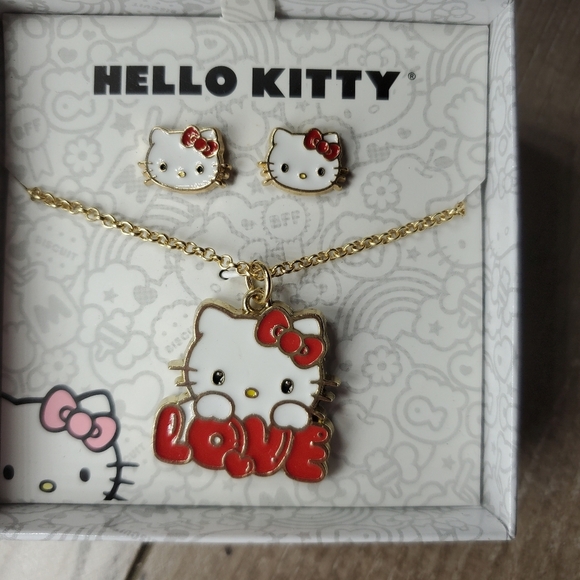 NWT Hello Kitty Enamel Necklace and Earring Set - Picture 7 of 8